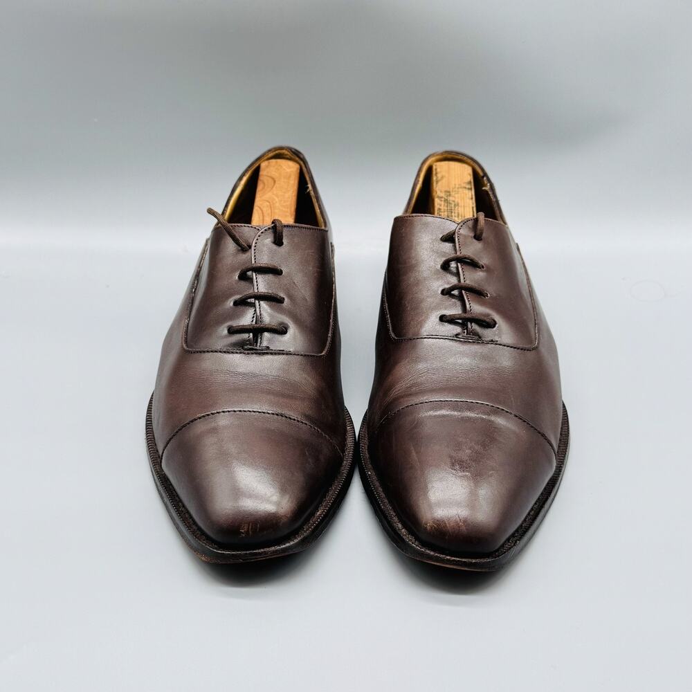 Elegant Dark Brown Cap Toe Oxfords - Picture 3 of 10